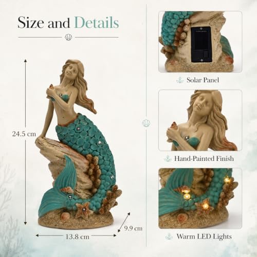 Magical Solar Mermaid Garden Statue Figurine - Image 2