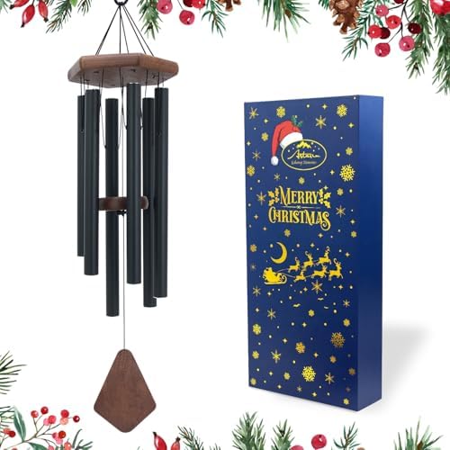 Wind Chimes for Outside 30 inch Black Box Chime Decor Outdoor by Astarin
