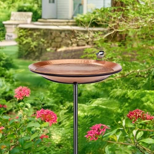Good Directions Dimpled Copper Bird Bath on Garden Pole 13" - Image 3