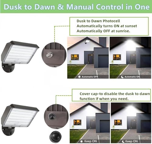 1Pack-Dusk to Dawn Outdoor 100W LED Flood Light with Knuckle&Plate, 3000K/4000K/5000K Color Selectable, 14000LM 1000W Equiv., ETL Commercial LED Floodlight, Outdoor Security Lighting for Parking Lot - Image 4