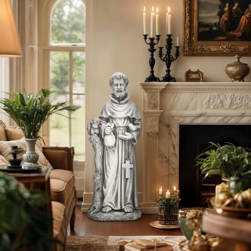 St Francis Garden Statue Outdoor, 31 in Catholic Patio Decor - Image 2