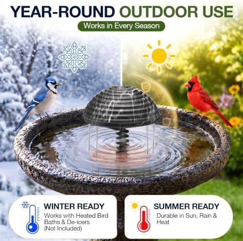 Bird Bath Water Agitator with Round 99.99% Pure Copper Disk, Battery Powered Bird Bath Circulator, Quiet Waterproof Mover Keeps Water Fresh for All Season Use (Black Rock) - Image 5