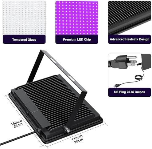 Black Lights 500W LED Black Flood Light with Plug(6ft Cable) for Body Paint, Fluorescent Poster, Neon Glow in The Dark Night - Image 5
