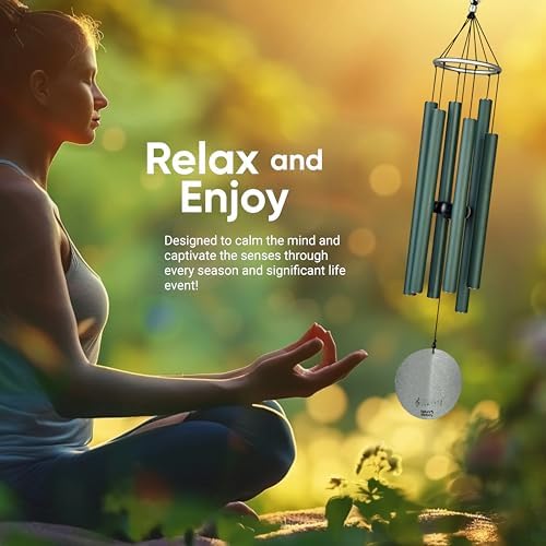 Nature’s Melody Aureole Tunes Wind Chimes – Outdoor Windchime with 6 Tubes Tuned to C Pentatonic Scale, 100% Rustproof Aluminum, Powder Finish & S Hook Hanger for Sympathy, Memorial Gift or Zen Garden - Image 3