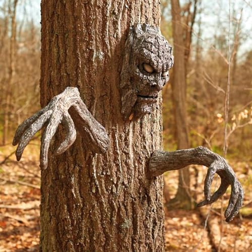 New Halloween Decoration Tree Bark Monster Yard Decor, Halloweens Face Props, Bark Face Tree Person Decoration for Halloween, Outdoor Scary Spooky Facial Hanging Ornament (Brown) by Unknown