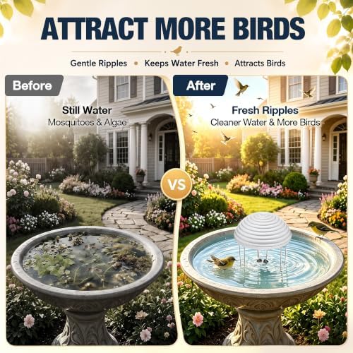 2 Pack Bird Bath Water Circulator, Battery Powered Water Agitator for Birdbath, Quiet Waterproof Bird Bath Bubbler Creates Ripples & Attracts Birds for Outdoor Patio Garden (Gray) - Image 2