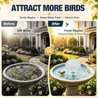 2 Pack Bird Bath Water Circulator, Battery Powered Water Agitator for Birdbath, Quiet Waterproof Bird Bath Bubbler Creates Ripples & Attracts Birds for Outdoor Patio Garden (Gray) - Image 2
