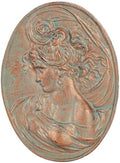 Sungmor Copper Cast Iron Wall Art, Oval-shaped Classical Lady Relief Plaque by Sungmor