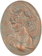 Sungmor Copper Cast Iron Wall Art, Oval-shaped Classical Lady Relief Plaque by Sungmor