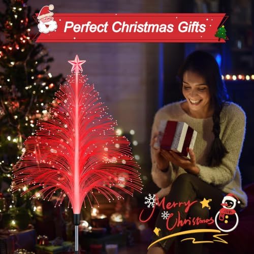 MRHEPHAESTUS Solar Christmas Decorations, 4 Pack 7 Color Changing Jellyfish Lights with 5 Layer Optical Fiber Solar Flower Lights for Outdoor Xmas Yard Garden Decor - Image 6