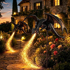 Solar Dragon Fire Garden Light Stake, Dragon Outdoor Figurine Lights Stake by Unknown