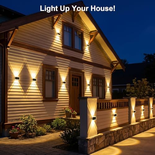 Solar Fence Lights Outdoor, Up Down Glow Solar Powered Wall Lights with 3 Modes Color Temp Changing-3000K/4000K/6000K, IP65 Waterproof LED Solar Garden Light for Patio Pool Step Porch Yard-8 Pack - Image 5