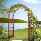 Plow & Hearth Arch Metal Outdoor Garden Arbor, 84 inches Tall, Iron Trellis Lattice for Climbing Plants, Wedding Arch, Outdoor Patio Décor (Red) - Image 3