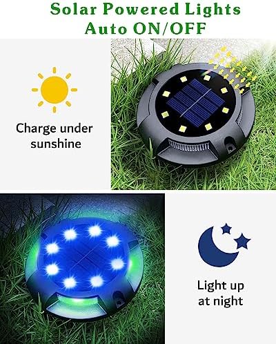 Biling Solar Pathway Lights Uplight Sidelight 8 Pack Multi Color - Image 4