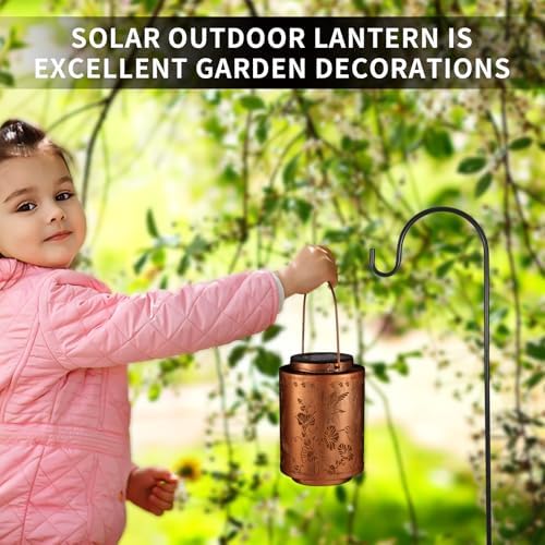 2 Pack Solar Lanterns Outdoor Waterproof Garden Decor Gifts for Women - Image 5