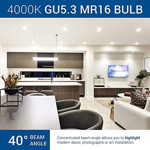 5W MR16 LED Landscape Light Bulbs, Low Voltage 12V 50W Halogen Replacement for Outdoor Landscape Spotlight and Track Light, GU5.3 Bi-Pin Base, Daylight White 4000K, Non-Dimmable, (Pack of 10) - Image 5