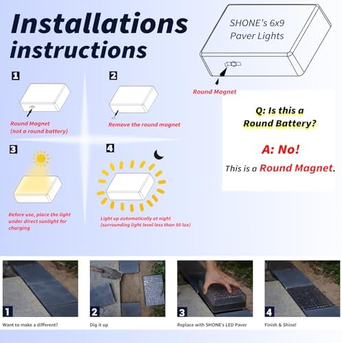 SHONELIGHTING Solar Paver Lights, 6x9 Ground LED, 12-Color, RGBW, 6 Pk - Image 5