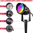 Halloween Christmas Spotlight Outdoor: 10W RGBW LED Landscape Lights Spot Lights Outdoor for Yard Garden Decor Spotlight, Landscape Lighting with 16 Color Changing and Remote IP68 Waterproof (8) - Image 3
