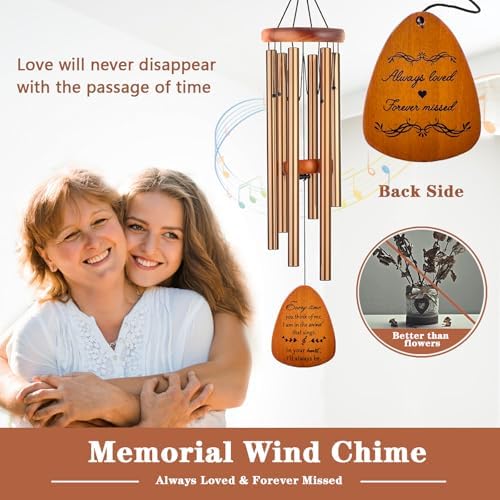 Soopau Memorial Gifts, Sympathy Wind Chimes Memorial Wind Chimes for Loss of Loved One Prime, Sympathy Gift, Bereavement/Remembrance Gifts in Memory of Loved One Mother Father, 30" Wooden - Image 2