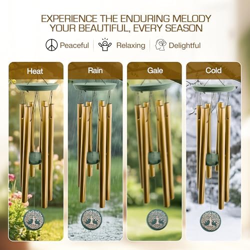 36" Windchimes Outdoors, Double Sided Engraving Pendant, Deep Tone 6 Aluminum Tubes & Pine Wood, Sympathy Gifts for Loss of a loved one, Includes Letter from Heaven & Acrylic Heart Plaque - Image 3