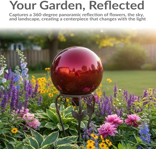 Sunnydaze 10" Handblown Glass Gazing Ball for Garden, Indoor or Outdoor Use - Image 2