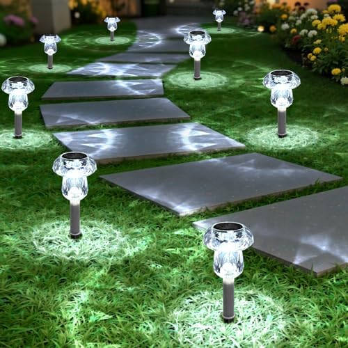 Mancra Solar Lights Outdoor Waterproof, 16 Pack Mushroom Solar Pathway Lights Dusk to Dawn Solar Landscape Lights for Yard, Walkway, Garden Decor, Cool White - Image 2