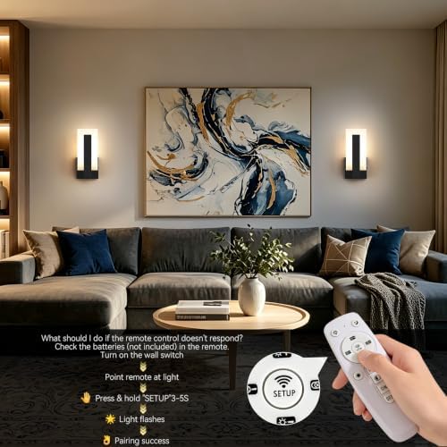 Modern LED Wall Sconces 3CCT 10%-100% Dimmable Hardwired Wall Mount Light Set of 2, Black Up and Down Wall Lamp, Bathroom Vanity Light, Indoor Wall Lights for Hallway, Bedroom, Living Room - Image 4