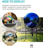 12 Inch Stainless Steel Gazing Ball, Blue Mirror Sphere for Garden Décor - Image 5