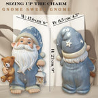 Sleepy Garden Gnome with Teddy Bear & Lantern - 9" Weatherproof Resin Statue - Indoor Outdoor Decor - Whimsical for Home, Patio & Lawn - Image 2