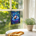 Cloud Gnome Swing Stained Glass Suncatcher – Square Hanging Window Panel for Home or Greenhouse – Whimsical Glass Art Gift for Garden Lovers, Christmas, Halloween, Father Days MPT6CG - Image 3