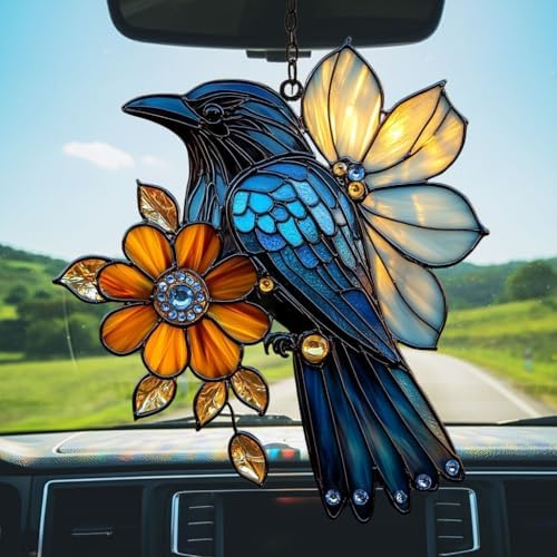 Flowers and Raven Acrylic Suncatcher - Image 5