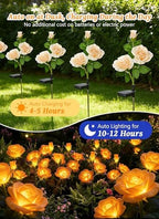 Brightown Solar Garden Lights, 4 Pack LED Rose Flower Lights Waterproof - Image 4