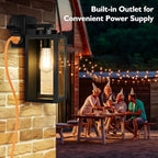 BesLowe Porch Lights with Outlet, Modern Outdoor Wall Light Fixtures, Black - Image 6