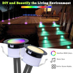 FVTLED LED Deck Lights Kit, 6pcs Φ1.22 WiFi Smart Phone Control Low Voltage Recessed RGBW Deck Lighting Waterproof Outdoor Yard Path Stair Decor, Black - Image 2