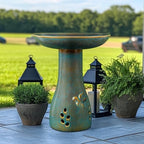 21.5in Ceramic Bird Bath for Outdoor Garden Heavy Duty, Blue - Image 6