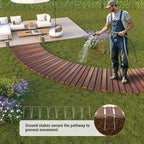 6FT Curved Wooden Garden Pathway Walkway Pavers Outdoor Roll Patio Floor - Image 2
