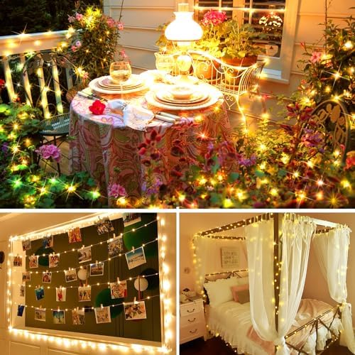 KNONEW 400FT 1200LED Green Wire Outdoor Fairy Lights Plug in Warm White - Image 2