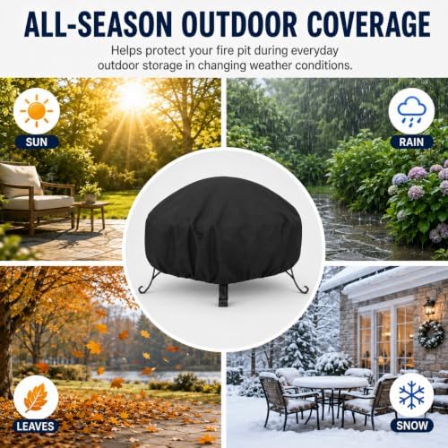 Fire Pit Cover for Cuisinart Petite Tabletop Fire Bowl COH-700P 2022-2026, Outdoor Storage Cover with Adjustable Bottom, Domed Shape, Full Side Coverage for Patio, Backyard and Deck Area - Image 3