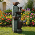 Naturefalls 39.7" Tall Outdoor Water Fountain and Waterfalls - Large Garden Fountain with LED Lights, 5-Tier Cascading, Indoor and Outdoor Fountains for Garden, Patio, Deck, Porch, Backyard and Home - Image 2