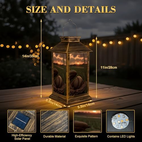 Solar Lantern Outdoor Waterproof American PastimeBaseball Garden Decor LED Hanging Solar Lights Tabletop Lamp Gifts for Women Mom Outside Yard Patio Porch - Image 2