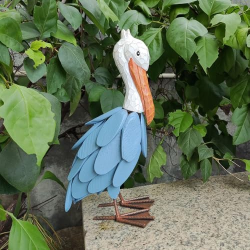 Pelican Statue Bird Sculpture Ornaments Wood Metal Crane Figurines Table Top for Living Room Bedroom Office Decoration… - Image 3