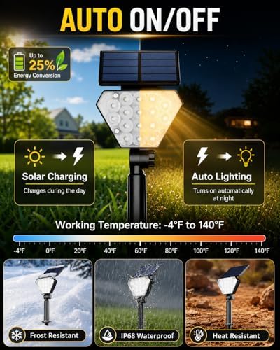 Solar Spot Lights Outdoor Waterproof, Warm White Solar Spotlights, 6 Packs - Image 4