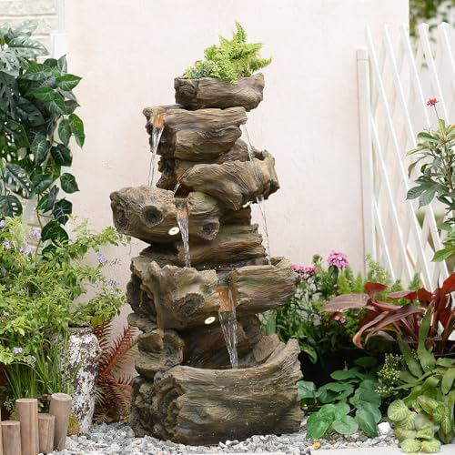 Bumilgar 40.6" H Wood-Like Water Fountain Indoor & Outdoor 5-Tier - Image 3