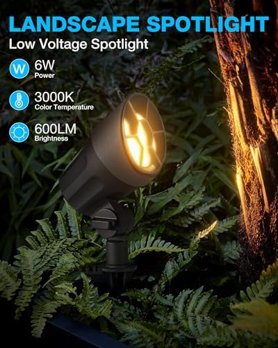 SUNVIE 6W AntiGlare LED Landscape Lighting Low Voltage with Connector 8Pack - Image 2