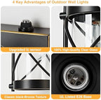Dusk to Dawn Outdoor Wall Lights Fixtures, Waterproof Exterior Lighting with Photocell Sensor, Vintage Black with Gold Trim Metal Cage Lantern, Outside Lights for House Porch Patio Garage, 2 Pack - Image 4