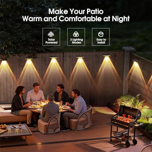 AUDLES Solar Fence Lights Outdoor Waterproof, Fence Lights Solar Powered with 3 CCT Modes, Solar Wall Light for Outside, Step, Patio, Garden, Deck, Stairs - 12 Pack - Image 2