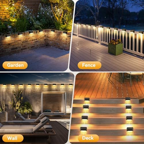 VZZNN 24 Pack LED Outdoor Solar Deck Lights - WaterproofSolar Fence Lights， for Stairs, Fences, Railings Patio Decor & Garden Paths Warm White Outdoor Lights(Warm White) - Image 7