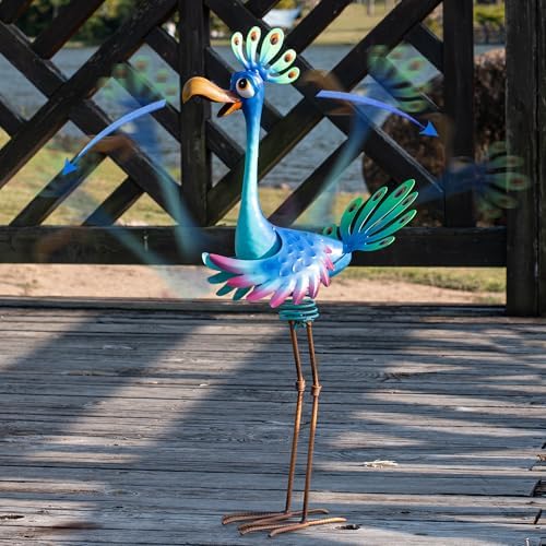 Natelf Metal Wacky Peacock Garden Outdoor Statue for Yard Patio 26 Inch - Image 4