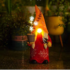 Garden Gnome Statues Decoration 12 Inch Outdoor Solar Powered Female Gnome with Flowerpot Sculpture for Garden Patio Lawn Yard Decor - Image 4