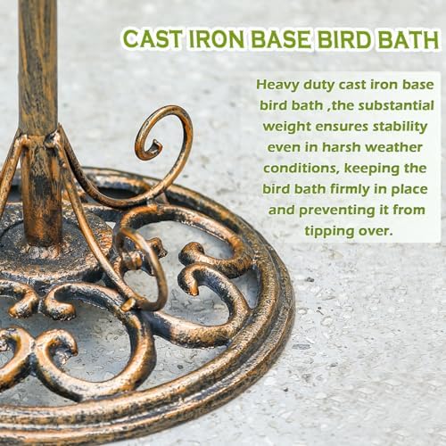 27.6" H Cast Iron BirdBaths for Outdoors,Metal Bird Bath for Outside - Image 3
